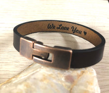 Load image into Gallery viewer, Custom Engraved Men's Leather Bracelet