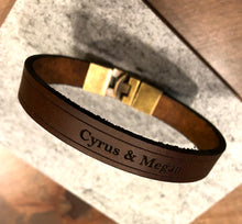 Load image into Gallery viewer, Personalized Name Engraved Leather Bracelet, Custom Leather Wristband