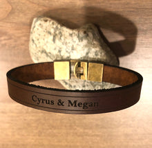 Load image into Gallery viewer, Personalized Name Engraved Leather Bracelet, Custom Leather Wristband