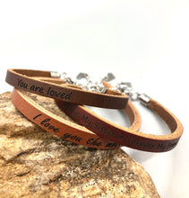 Load image into Gallery viewer, Adjustable Custom Thin Leather Bracelet