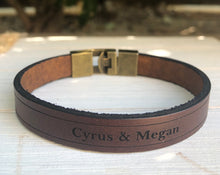 Load image into Gallery viewer, Personalized Name Engraved Leather Bracelet, Custom Leather Wristband