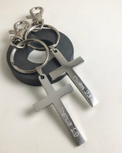 Load image into Gallery viewer, Custom Engraved Stainless Steel Keychain Cross