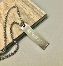 Load image into Gallery viewer, Personalized Mens Tag Necklace, Stainless Steel Custom Bar Necklace