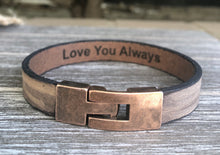 Load image into Gallery viewer, Roman Numerals Personalized Leather Bracelet