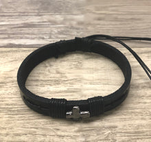 Load image into Gallery viewer, Religious Adjustable Leather Bracelet, Cross Bracelet
