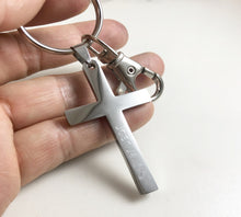 Load image into Gallery viewer, Custom Engraved Stainless Steel Keychain Cross