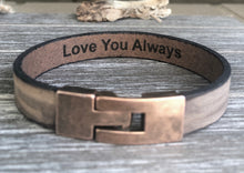 Load image into Gallery viewer, Roman Numerals Personalized Leather Bracelet