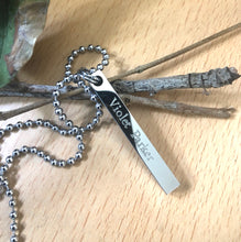 Load image into Gallery viewer, Personalized 3D Bar Necklace, Stainless Steel 4 Sides Necklace Engraved