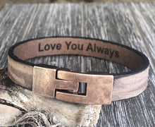 Load image into Gallery viewer, Roman Numerals Personalized Leather Bracelet