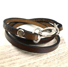 Load image into Gallery viewer, Wrap Leather Bracelet, Personalized Unisex Bracelet