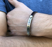 Load image into Gallery viewer, Custom Thin Leather Bracelet w/ Metal plate