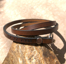 Load image into Gallery viewer, Wrap Leather Bracelet, Personalized Unisex Bracelet