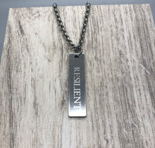 Load image into Gallery viewer, Personalized Mens Tag Necklace, Stainless Steel Custom Bar Necklace