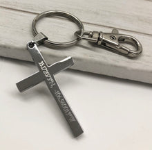 Load image into Gallery viewer, Stainless Steel Personalized Cross Keychain