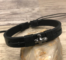 Load image into Gallery viewer, Religious Adjustable Leather Bracelet, Cross Bracelet