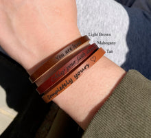 Load image into Gallery viewer, Adjustable Custom Thin Leather Bracelet