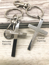 Load image into Gallery viewer, Custom Engraved Stainless Steel Keychain Cross