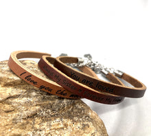 Load image into Gallery viewer, Adjustable Custom Thin Leather Bracelet