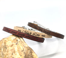 Load image into Gallery viewer, Adjustable Custom Thin Leather Bracelet