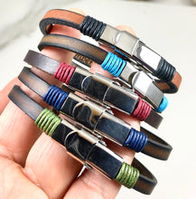 Load image into Gallery viewer, Personalized Thin Leather Bracelet w/ Cord