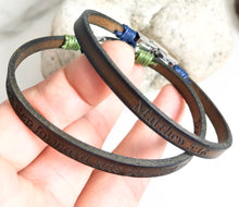 Load image into Gallery viewer, Personalized Thin Leather Bracelet w/ Cord