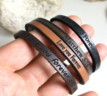 Load image into Gallery viewer, Personalized Thin Leather Bracelet w/ Cord