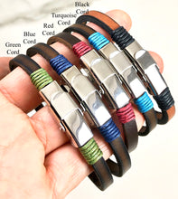 Load image into Gallery viewer, Personalized Thin Leather Bracelet w/ Cord
