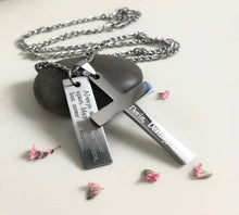 Load image into Gallery viewer, Personalized Stainless Steel Cross Necklace, Custom Men Necklace