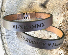 Load image into Gallery viewer, Custom Engraved Men's Leather Bracelet