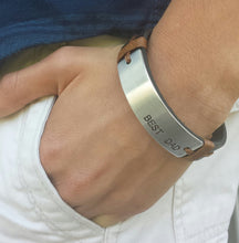Load image into Gallery viewer, Leather Custom Cuff Bracelet w/ Metal Plate