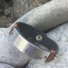 Load image into Gallery viewer, Leather Custom Cuff Bracelet w/ Metal Plate