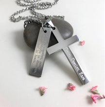 Load image into Gallery viewer, Personalized Stainless Steel Cross Necklace, Custom Men Necklace