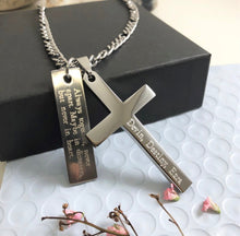 Load image into Gallery viewer, Personalized Stainless Steel Cross Necklace, Custom Men Necklace