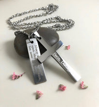 Load image into Gallery viewer, Personalized Stainless Steel Cross Necklace, Custom Men Necklace