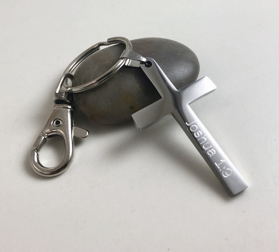 Custom Engraved Stainless Steel Keychain Cross