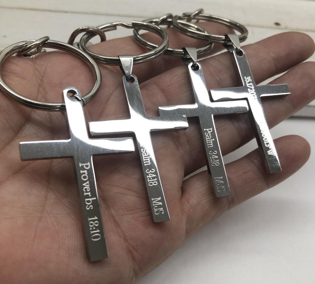 Stainless Steel Personalized Cross Keychain
