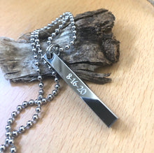 Load image into Gallery viewer, Personalized 3D Bar Necklace, Stainless Steel 4 Sides Necklace Engraved
