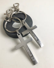 Load image into Gallery viewer, Custom Engraved Stainless Steel Keychain Cross
