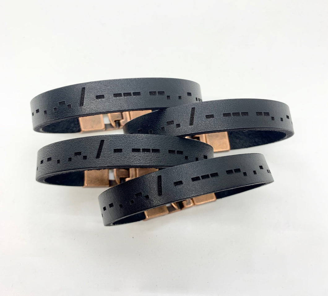 Custom Morse Code Leather Bracelet