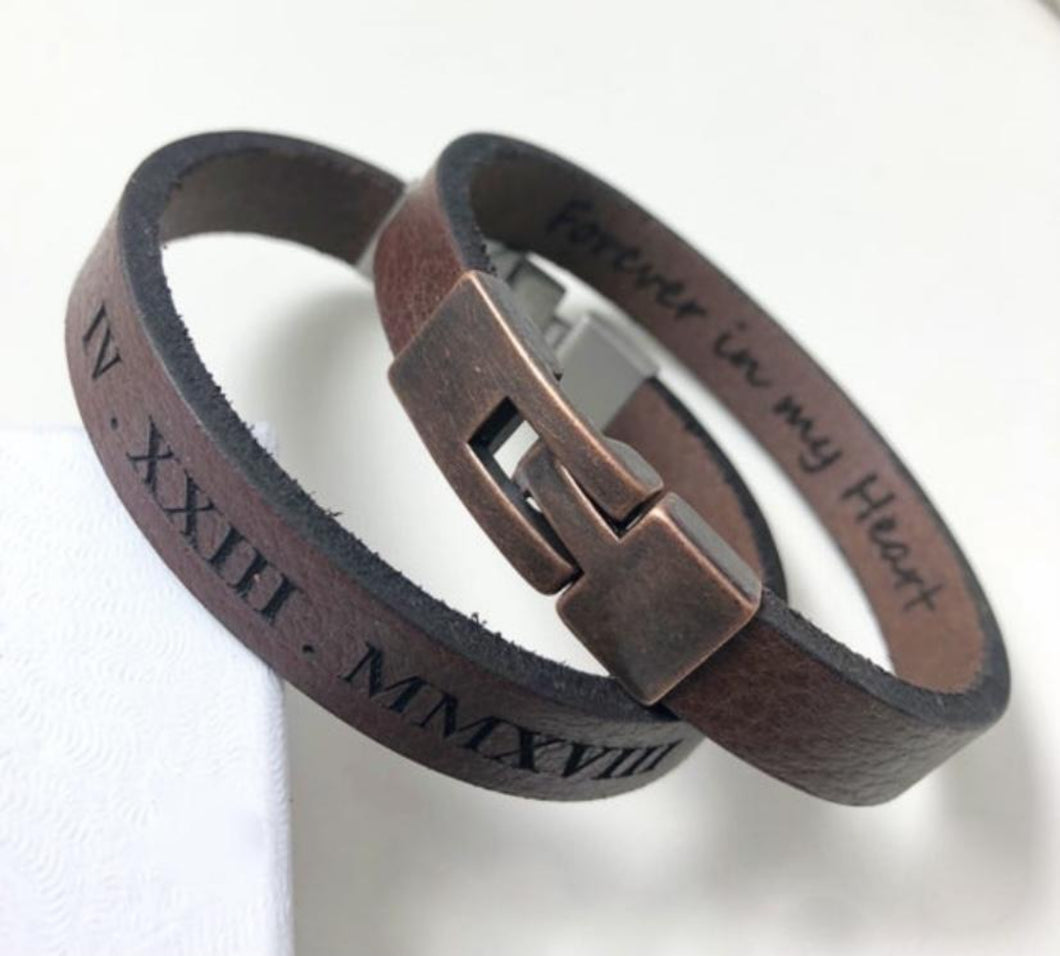 Laser Engraved Custom Name Bracelet Women Men Leather Lover Couple Fashion  Gift | eBay