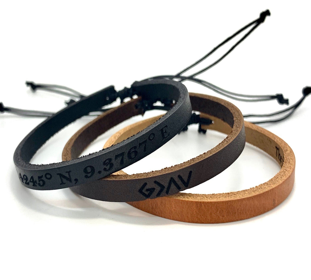 Personalized Adjustable Thin Leather Bracelet