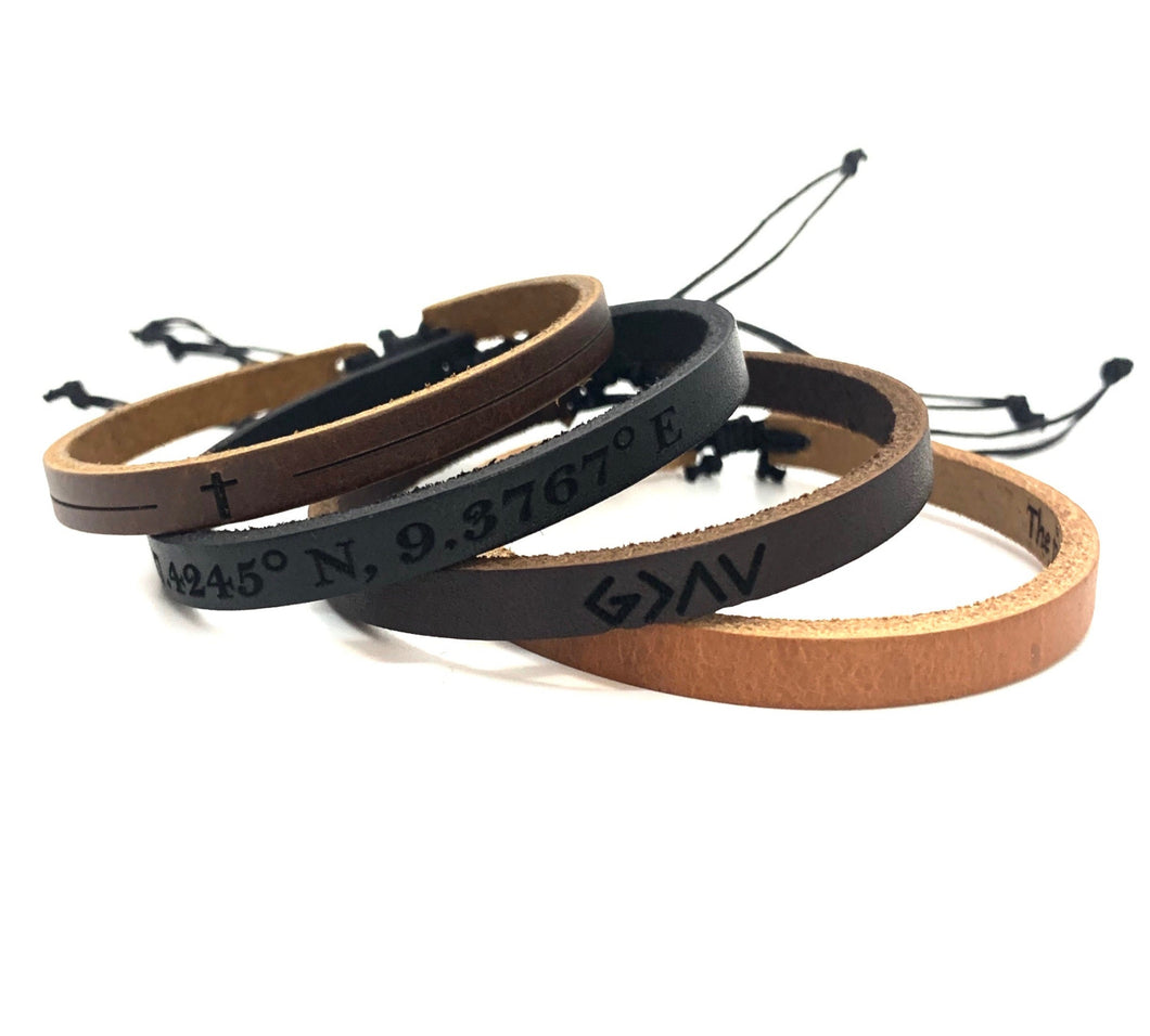 Personalized Adjustable Thin Leather Bracelet