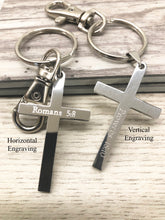 Load image into Gallery viewer, Custom Engraved Stainless Steel Keychain Cross

