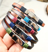 Load image into Gallery viewer, Personalized Thin Leather Bracelet w/ Cord

