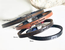 Load image into Gallery viewer, Personalized Thin Leather Bracelet w/ Cord
