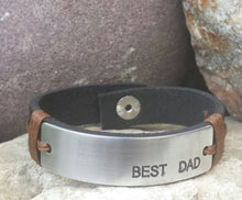 Load image into Gallery viewer, Leather Custom Cuff Bracelet w/ Metal Plate
