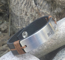 Load image into Gallery viewer, Leather Custom Cuff Bracelet w/ Metal Plate
