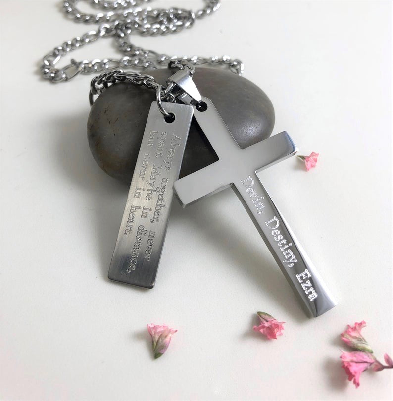 Buy Personalized to My Son Cross Necklace Keepsake Engraved Gift for Son  From Mom Son Graduation Gift Son Birthday Gift Christmas Gift for Son  Online in India - Etsy